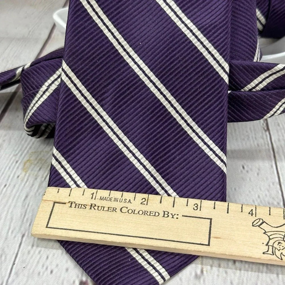 Lands' end Silk purple and cream tie - Picture 2 of 4
